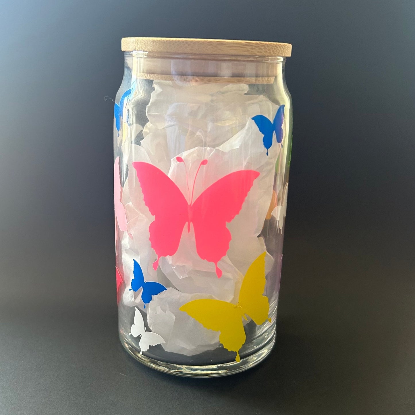 Colorful butterfly glass cup