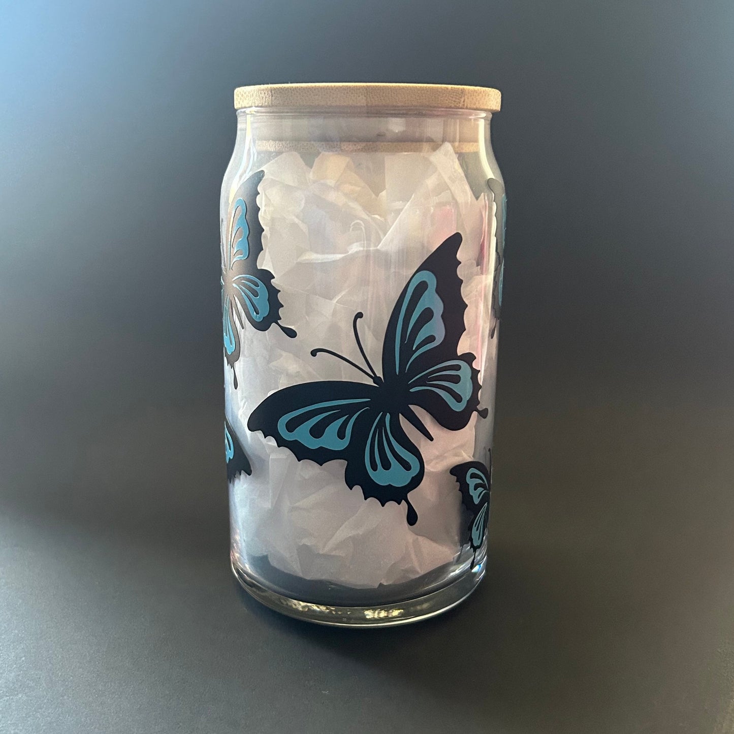 Blue Butterfly Glass cup