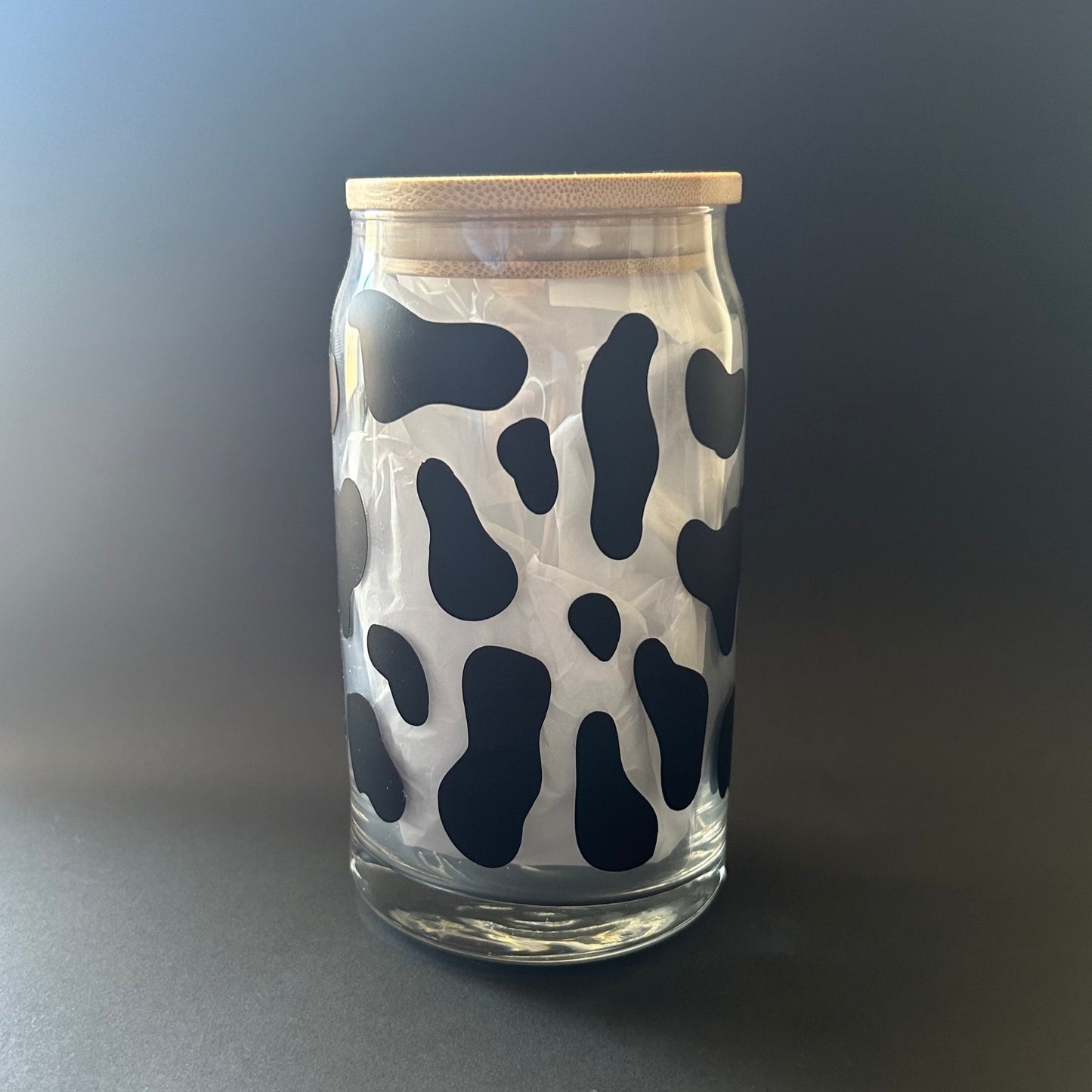 Butterfly Cow-print glass cup