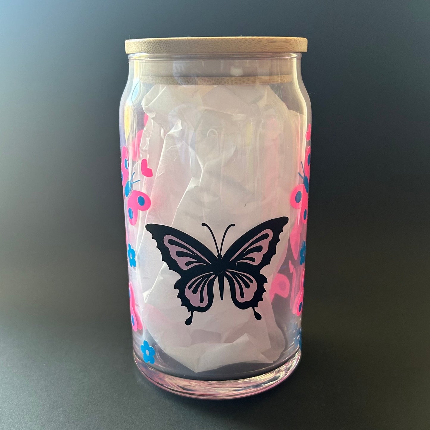 Multi butterfly glass cup