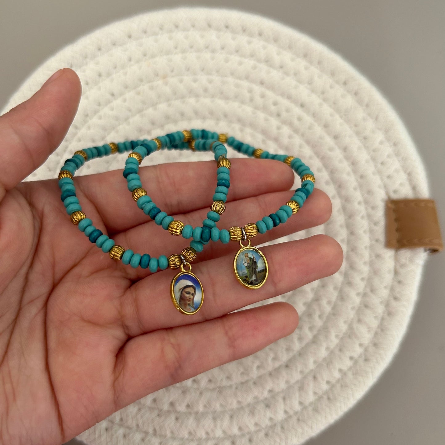 Vintage Religious wooden bead Bracelet