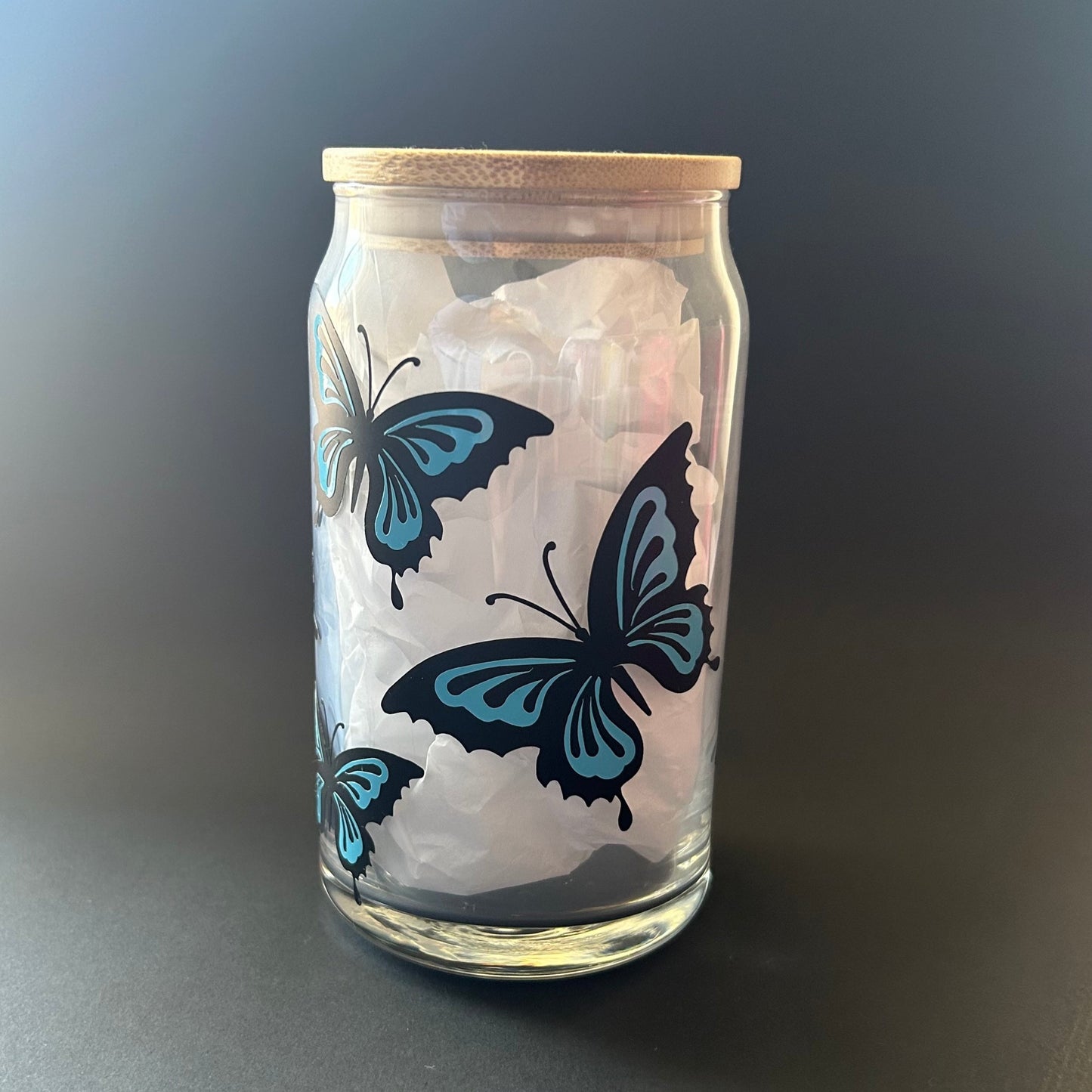 Blue Butterfly Glass cup